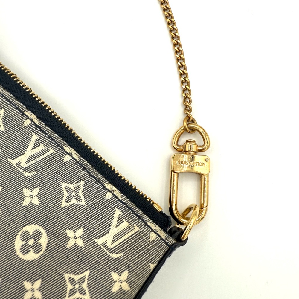 Louis Vuitton Denim Navy Blue and Gold Monogram Canvas Pochette Bag - Picture 7 of 12